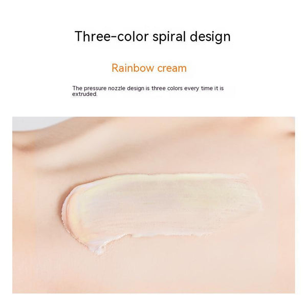 Tricolor Rainbow Makeup Primer Brightening Skin Color Refreshing