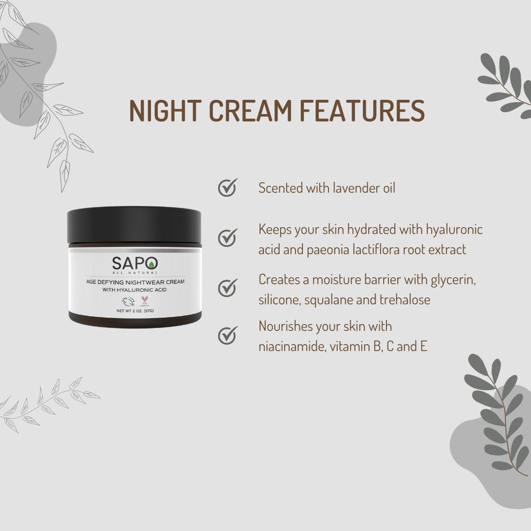 Sapo All Natural Night Cream - Nourishing Overnight Moisturizer with